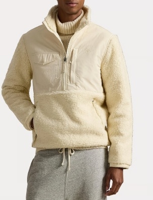 Polo Ralph Lauren Heren Half-Rits Pullover, gebrokenwit