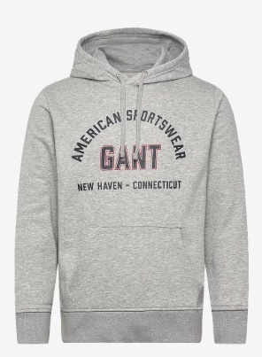 GANT Graphic Heren Hoodie met capuchon, grijs