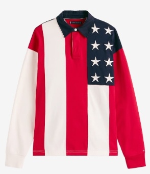 Tommy Hilfiger AMERICA Flag Rugby Heren Poloshirt, rood