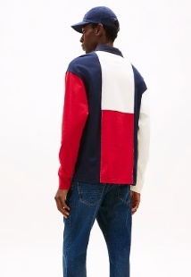 Tommy Hilfiger AMERICA Flag Rugby Heren Poloshirt, rood