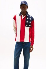 Tommy Hilfiger AMERICA Flag Rugby Heren Poloshirt, rood