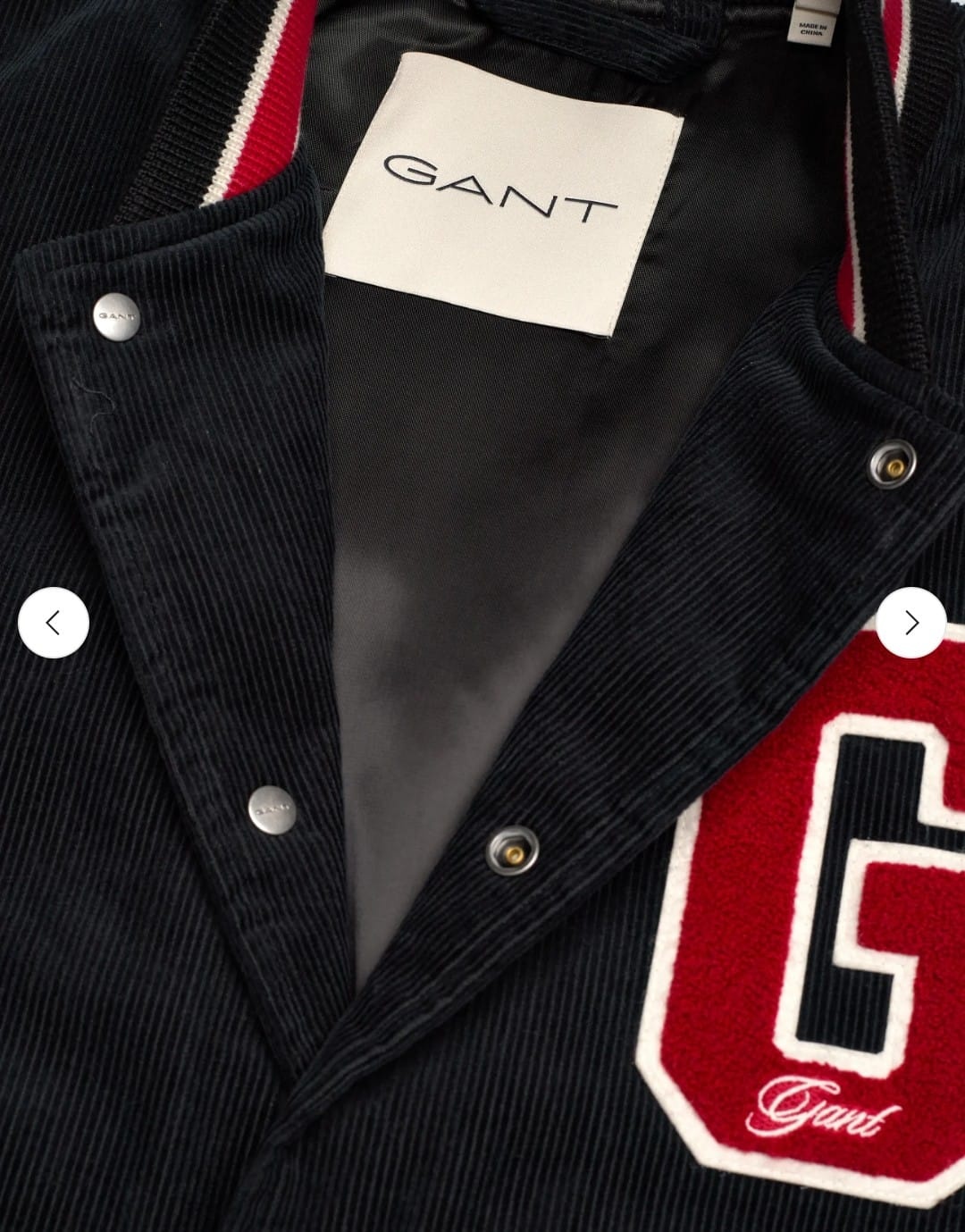 GANT Ribstof Heren Bomberjacket, zwart