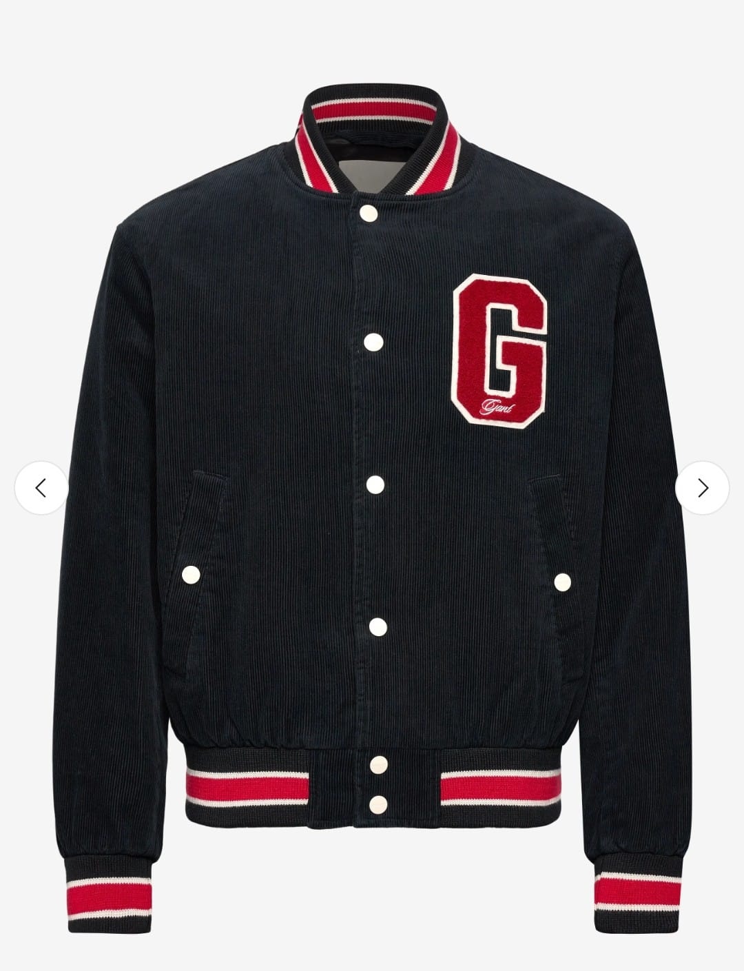 GANT Ribstof Heren Bomberjacket, zwart