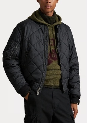 Polo Ralph Lauren Heren Varsity Gewatteerd Bomberjack, zwart