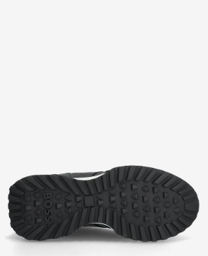 BOSS Leer Heren Lage Sneakers, zwart