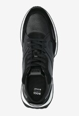 BOSS Leer Heren Lage Sneakers, zwart