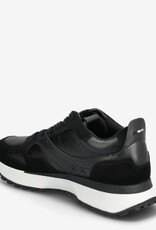 BOSS Leer Heren Lage Sneakers, zwart