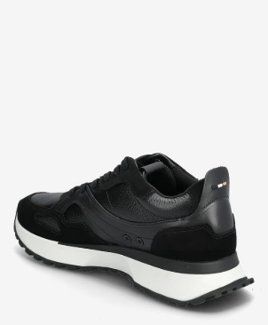 BOSS Leer Heren Lage Sneakers, zwart