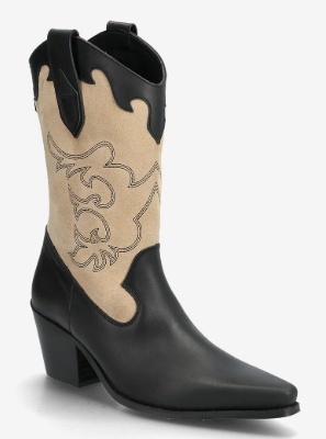 Dune London Dames Lederen Cowboylaarzen, zwart