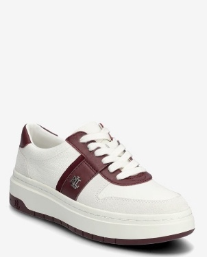 Lauren Ralph Lauren Dames Metallic Sneakers, wit