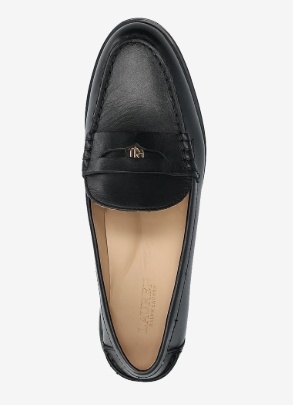 Lauren Ralph Lauren Dames Lederen Loafer Instappers, zwart