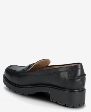 Lauren Ralph Lauren Dames Lederen Loafer Instappers, zwart