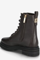 Tommy Hilfiger Lace Up Dames Lederen Veterlaarzen, zwart