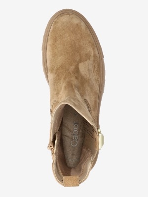 Gabor Chelsea Dames Suède Enkellaarzen, beige