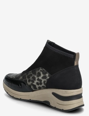 Rieker Dames Chunky Hoge sneakers, zwart