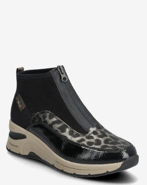 Rieker Dames Chunky Hoge sneakers, zwart