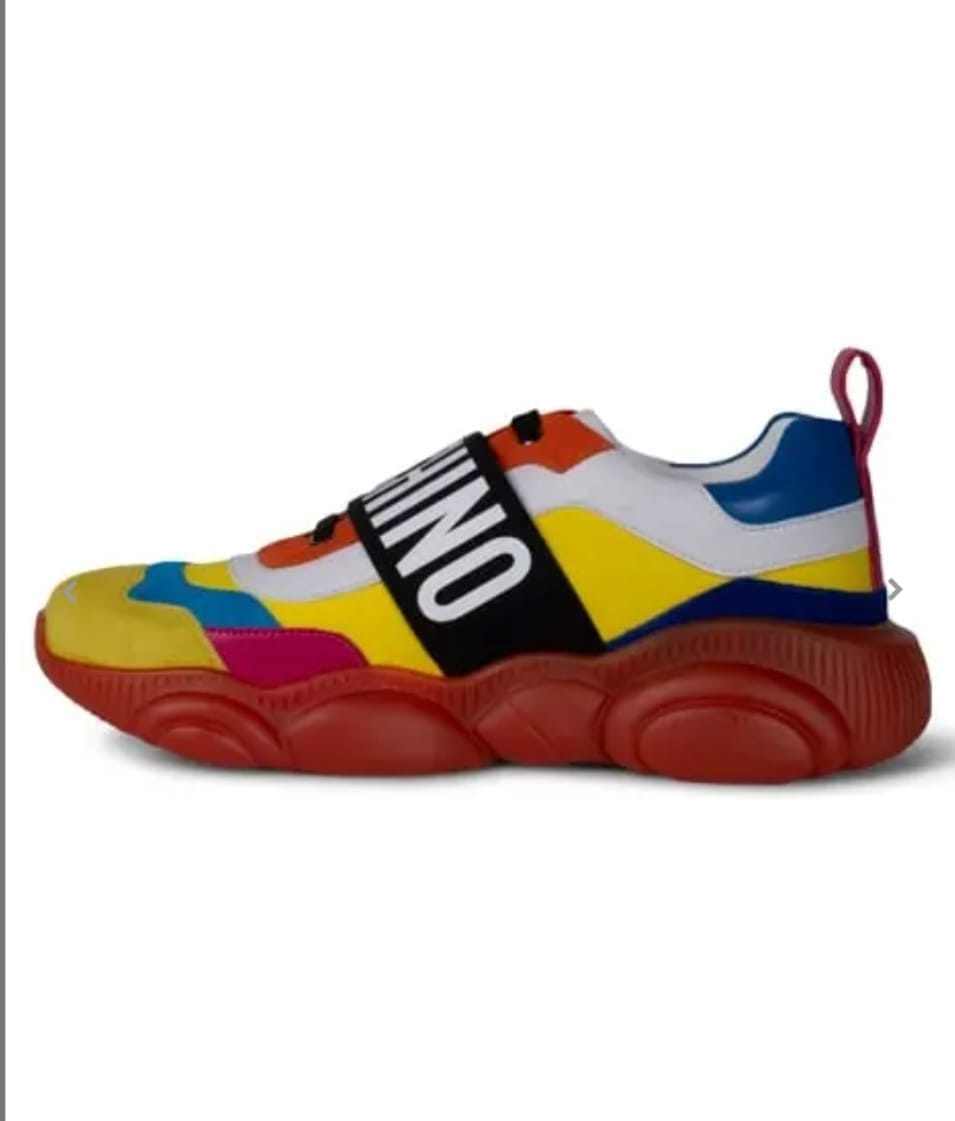 MOSCHINO Bubble Teddy Lederen Sneakers. geel