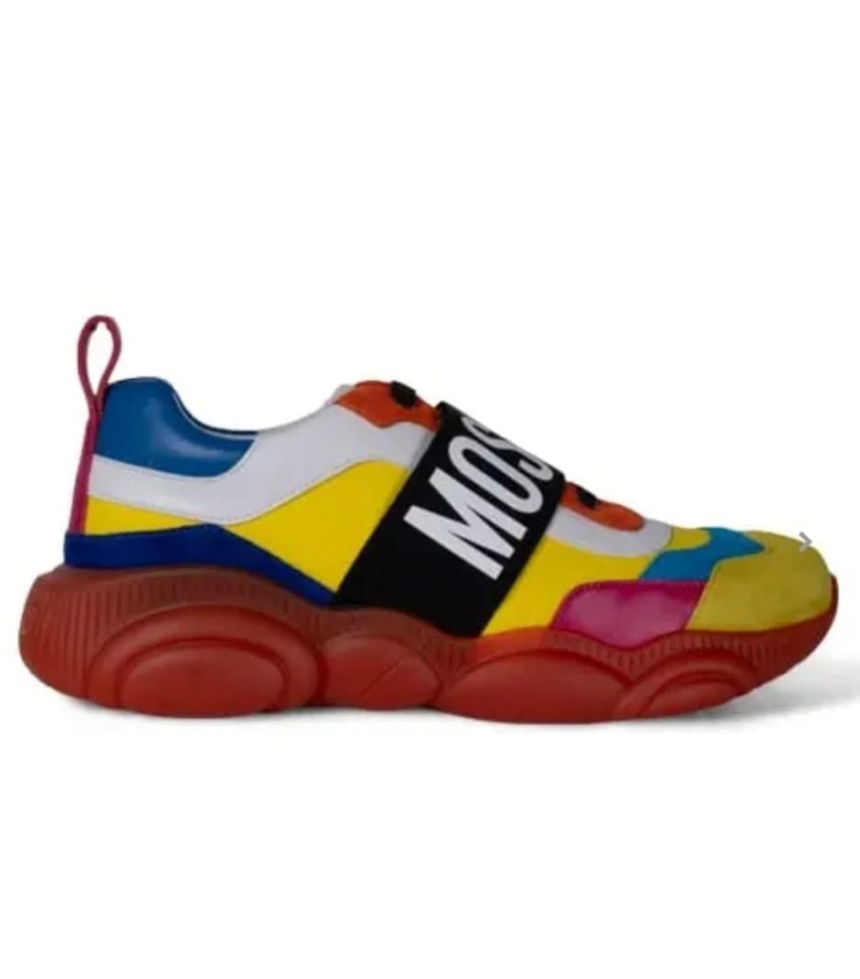 MOSCHINO Bubble Teddy Lederen Sneakers. geel