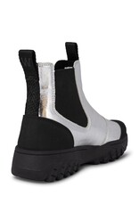 WODEN Dames Lederen Waterproof Enkellaarzen, zilver