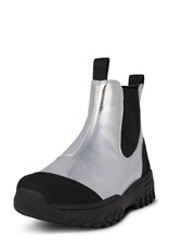 WODEN Dames Lederen Waterproof Enkellaarzen, zilver