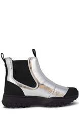 WODEN Dames Lederen Waterproof Enkellaarzen, zilver