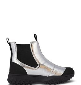 WODEN Lederen Waterproof Enkellaarzen, zilver