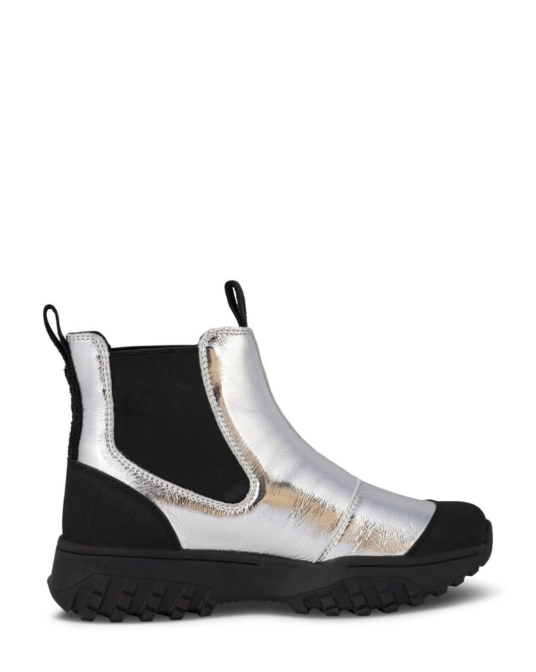 WODEN Dames Lederen Waterproof Enkellaarzen, zilver