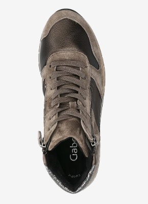 Gabor Dames Lederen Hoge Sneakers, taupe