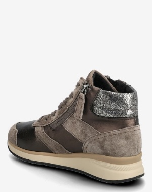 Gabor Dames Lederen Hoge Sneakers, taupe