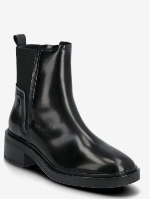 Tommy Hilfiger Dames Chelsea Lederen Enkellaarzen, zwart