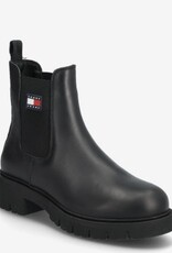 Tommy Hilfiger Dames Chelsea Leren Enkellaarzen, zwart