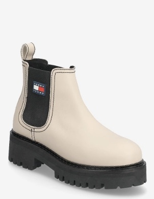 Tommy Hilfiger Dames Chelsea Leren Enkellaarzen, gebrokenwit