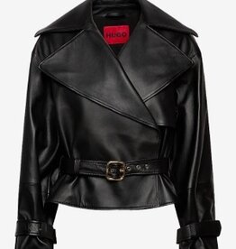 HUGO Dames Leren  jas, zwart