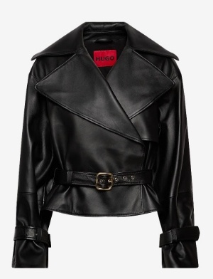 HUGO Oxus Dames Leren  jas, zwart