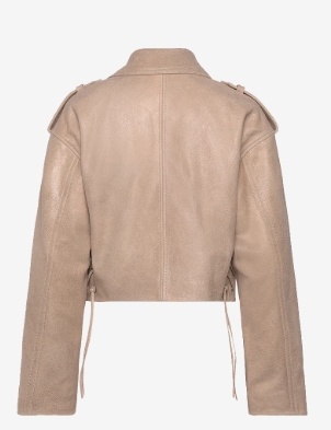 BOSS Dames Leren bikerjacket, beige