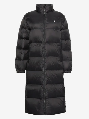 Calvin Klein Jeans Dames Lange Gewatteerde Winterjas, zwart