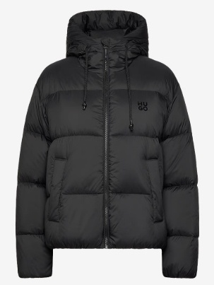 HUGO Dames Korte Gewatteerde Winterjas, zwart