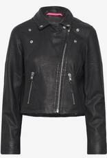 Lollys Laundry Dames Biker leren jas, zwart