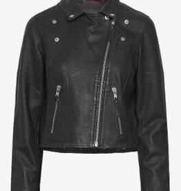 Lollys Laundry Biker leren jas, zwart