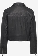 Lollys Laundry Dames Biker leren jas, zwart
