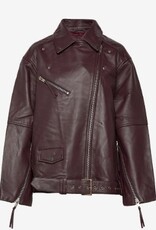 2NDDAY Dames Leren Jacket, bordeauxrood