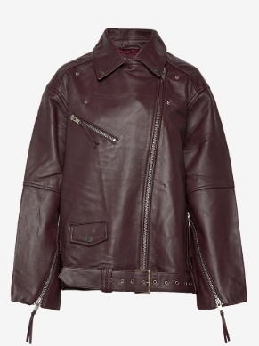 2NDDAY Dames Leren Jacket, bordeauxrood