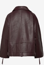 2NDDAY Dames Leren Jacket, bordeauxrood