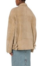 Moschino  Dames Icon suede biker jacket, beige