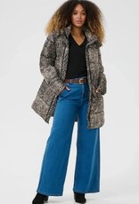 Cream Dames Gewatteerde Printed LEOPARD Winterjas, wit