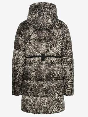 Cream Dames Gewatteerde Printed LEOPARD Winterjas, wit