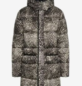 Cream Gewatteerde Printed LEOPARD Winterjas, wit