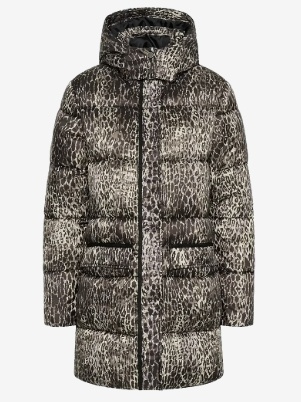 Cream Dames Gewatteerde Printed LEOPARD Winterjas, wit