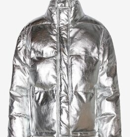 DEPECHE Gewatteerd Leren Jas, zilver