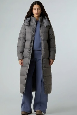 The North Face Dames Lange Gewatteerde Winterjas, grijs